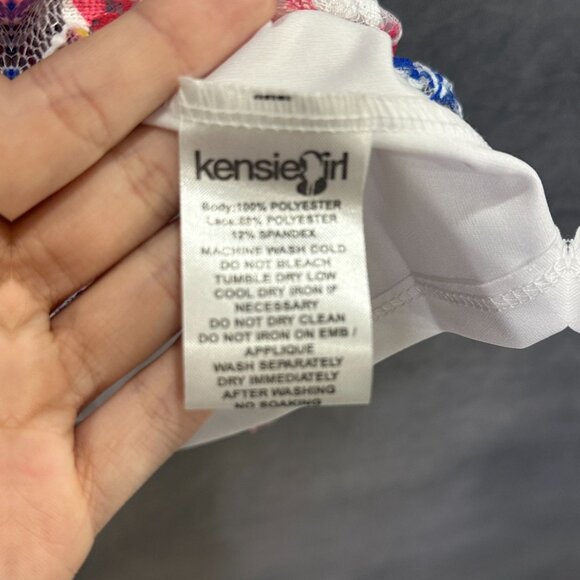 Kensie Girl Multi Dress Size M 10/12 Tropical Floral Printed Lace‎ Cold Shoulder - Picture 4 of 8